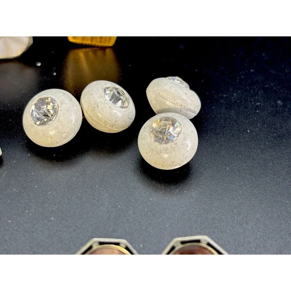 Antique Mixed Lot of Men’s Mother of Pearl & RS Cuff Links-Collar Studs-Buttons